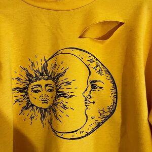 Yellow Sun and Moon Graphic Sweatshirt